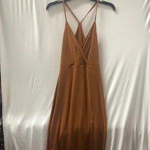 Publik ribbed mustard strappy midi dress